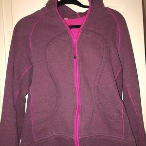 Lululemon Pink/Gray Striped Zip-up Jacket Sz. 10